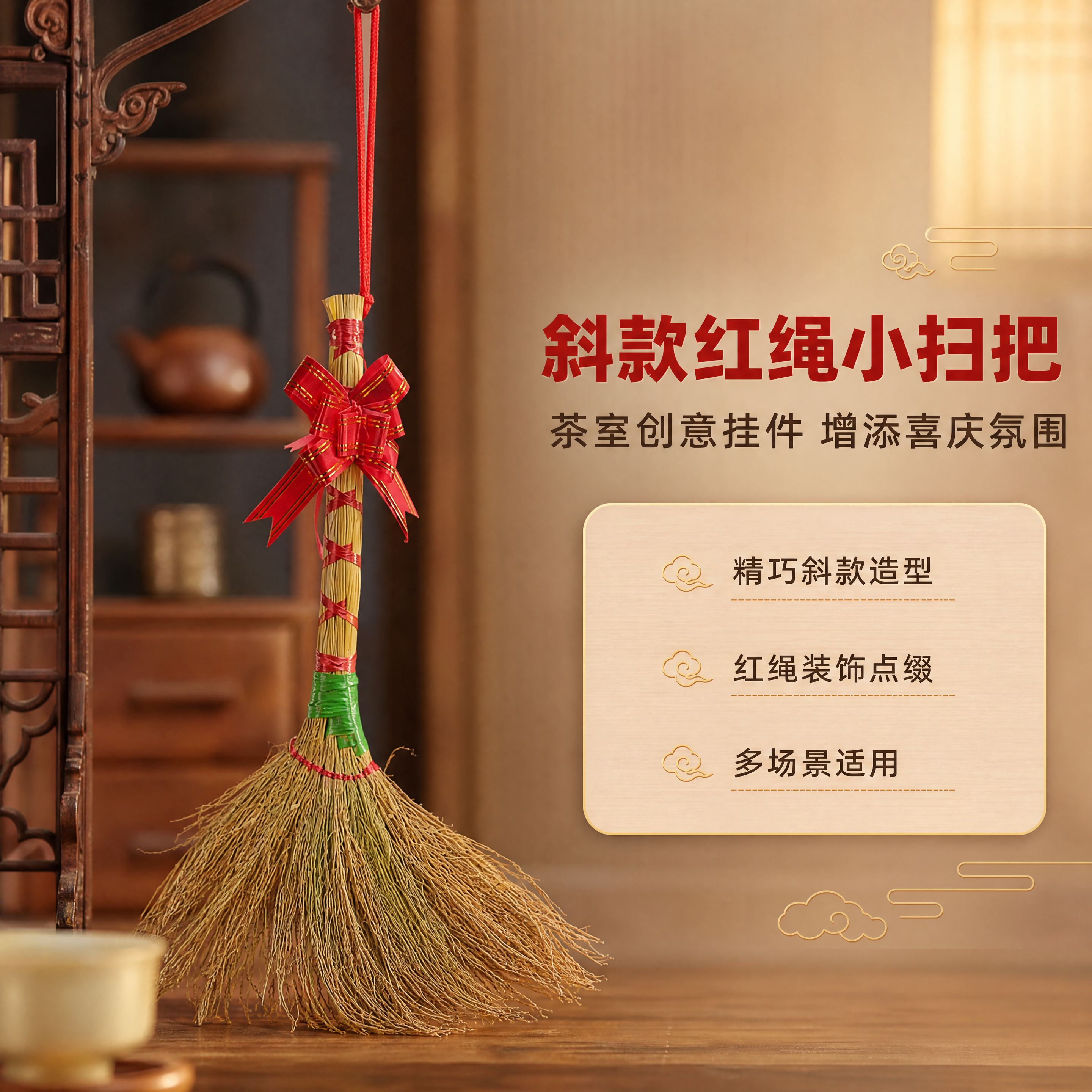 [商品] 使用【图1】小扫把斜款捆红绳挂件；保留斜款扫把头造型… - 图片创意预览