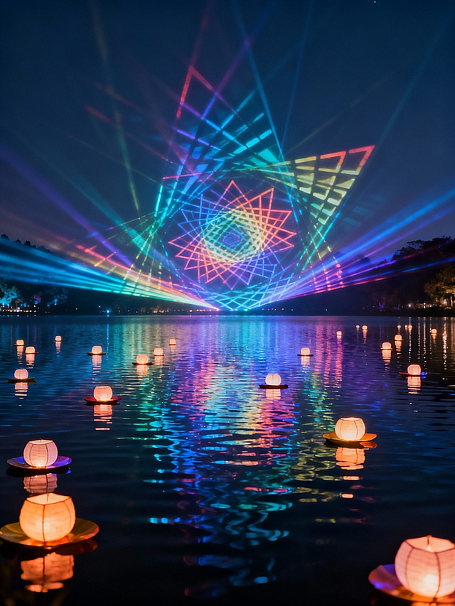 2）景观性水上游乐：夜间光影秀：利用激光投影、浮灯打造湖面灯光艺术。