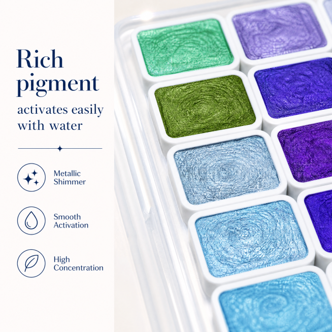 [Main Image 3] Close-up display of core product texture and features of metallic watercolor. [Atmosp预览效果