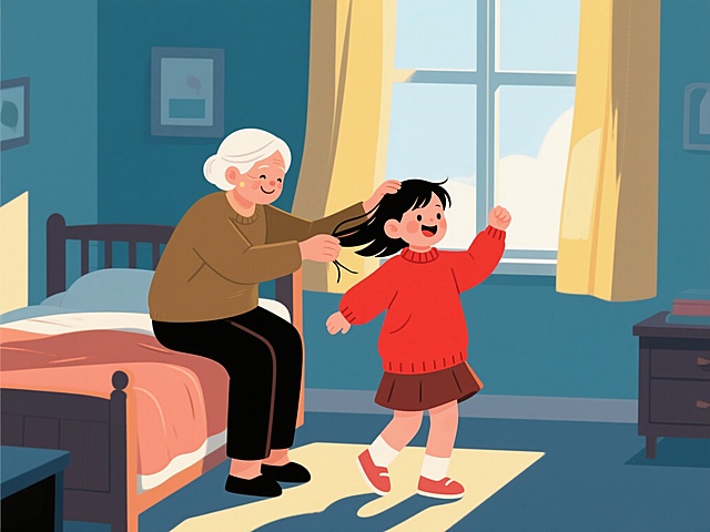 我迫不及待穿上姥姥织的红色毛衣，她会在我床边坐下，细心地为我梳理头发，手法温柔而熟练。