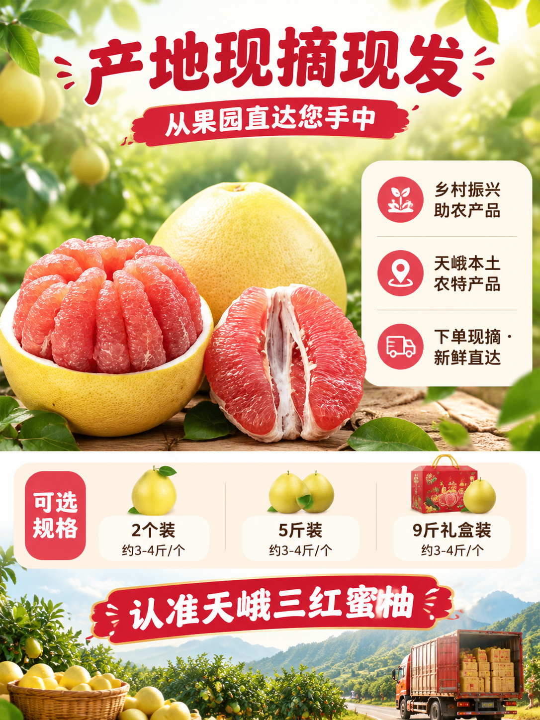 [商品] 使用【图1】天峨三红蜜柚；保留蜜柚外形、果肉颜色和质… - 图片创意预览