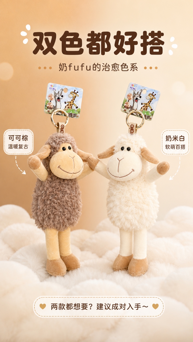 [商品] 使用【图1】棕色短腿小羊和米白短腿小羊；保留两款小羊… - 图片创意预览