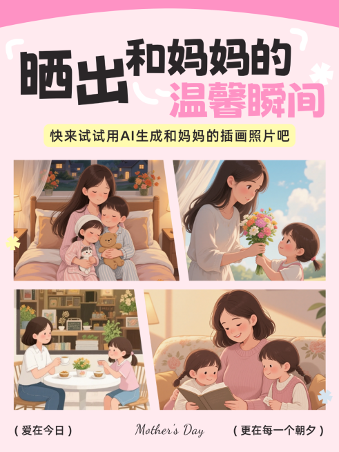 母亲节感恩温馨粉色小红书封面预览效果