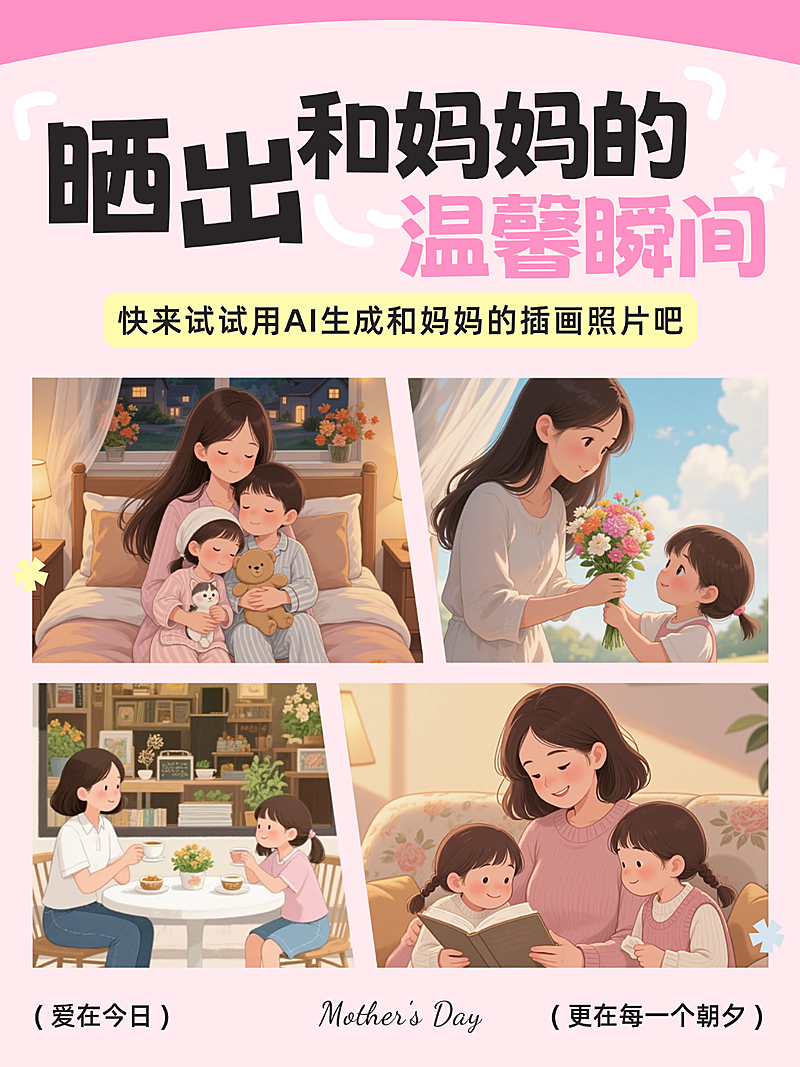 母亲节感恩温馨粉色小红书封面