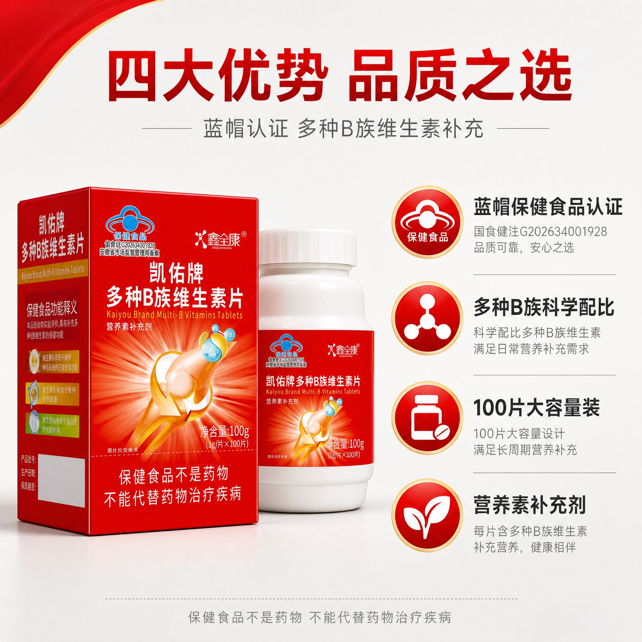 [详情图-1] 鑫全康凯佑牌多种B族维生素片产品优势详情图，展… - 图片创意预览