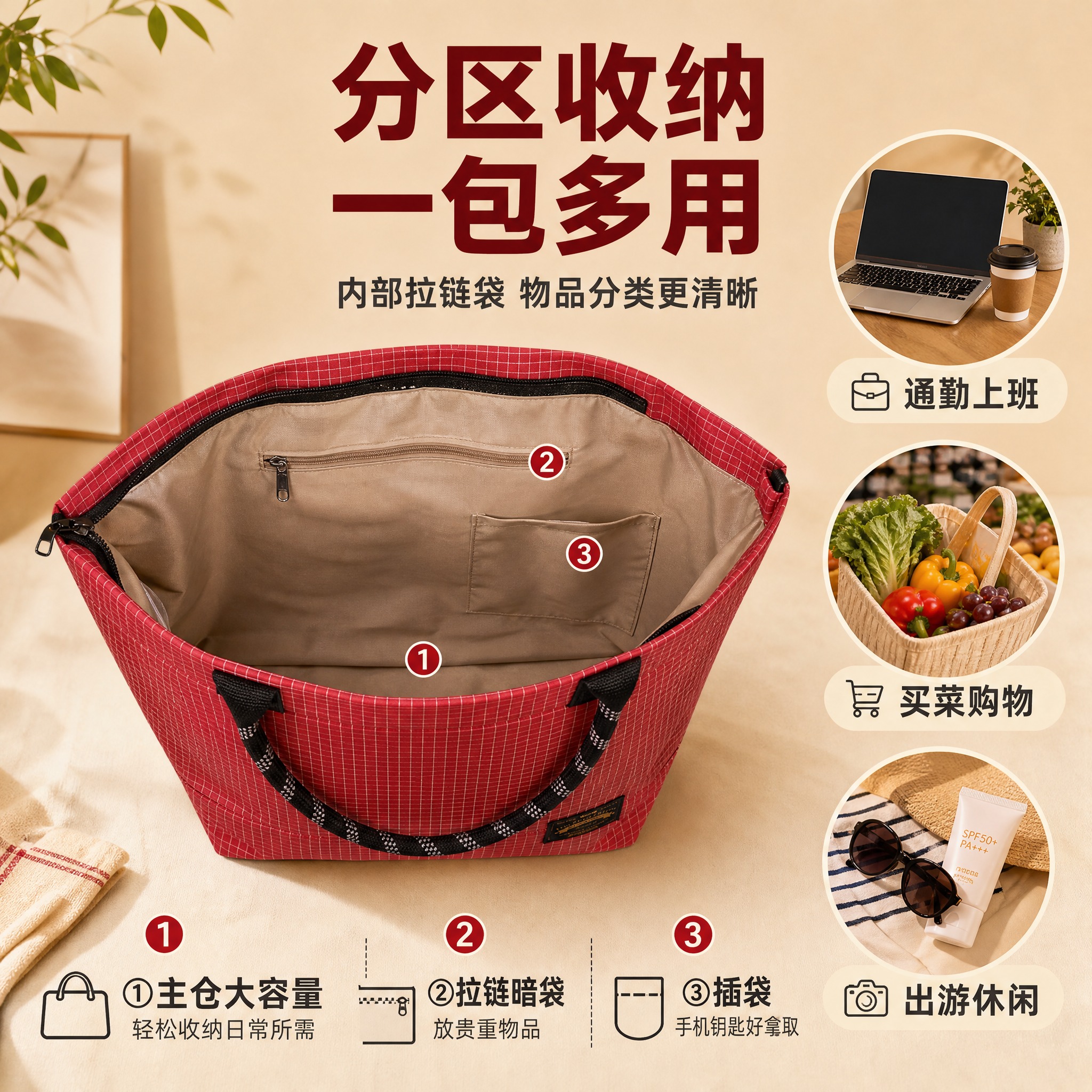 [主图-5] 主题：分区收纳 内部结构清晰 多场景适用。唯一任… - 图片创意预览