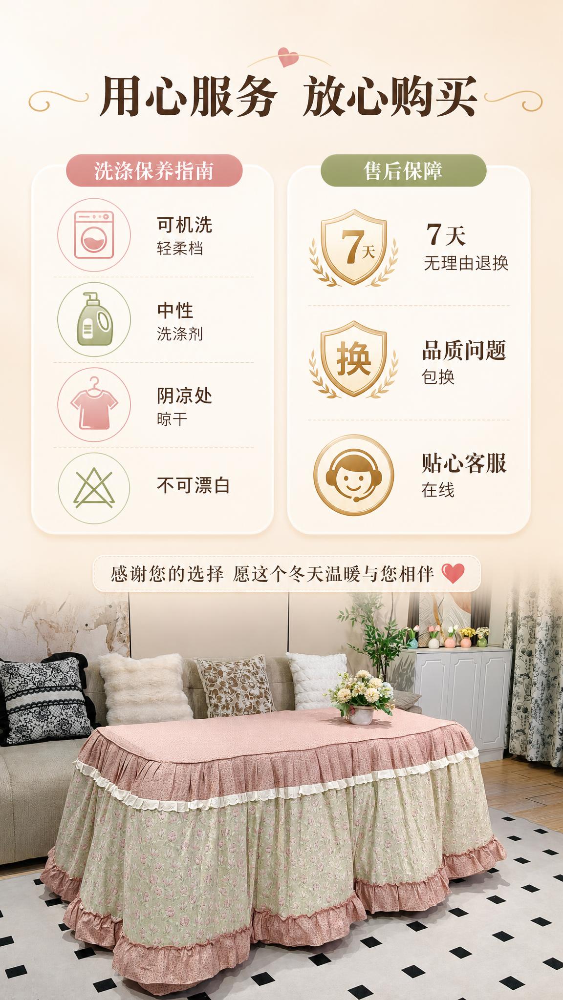 [商品] 使用【图1】粉绿碎花款烤火被；保留产品全貌与花色，作… - 图片创意预览