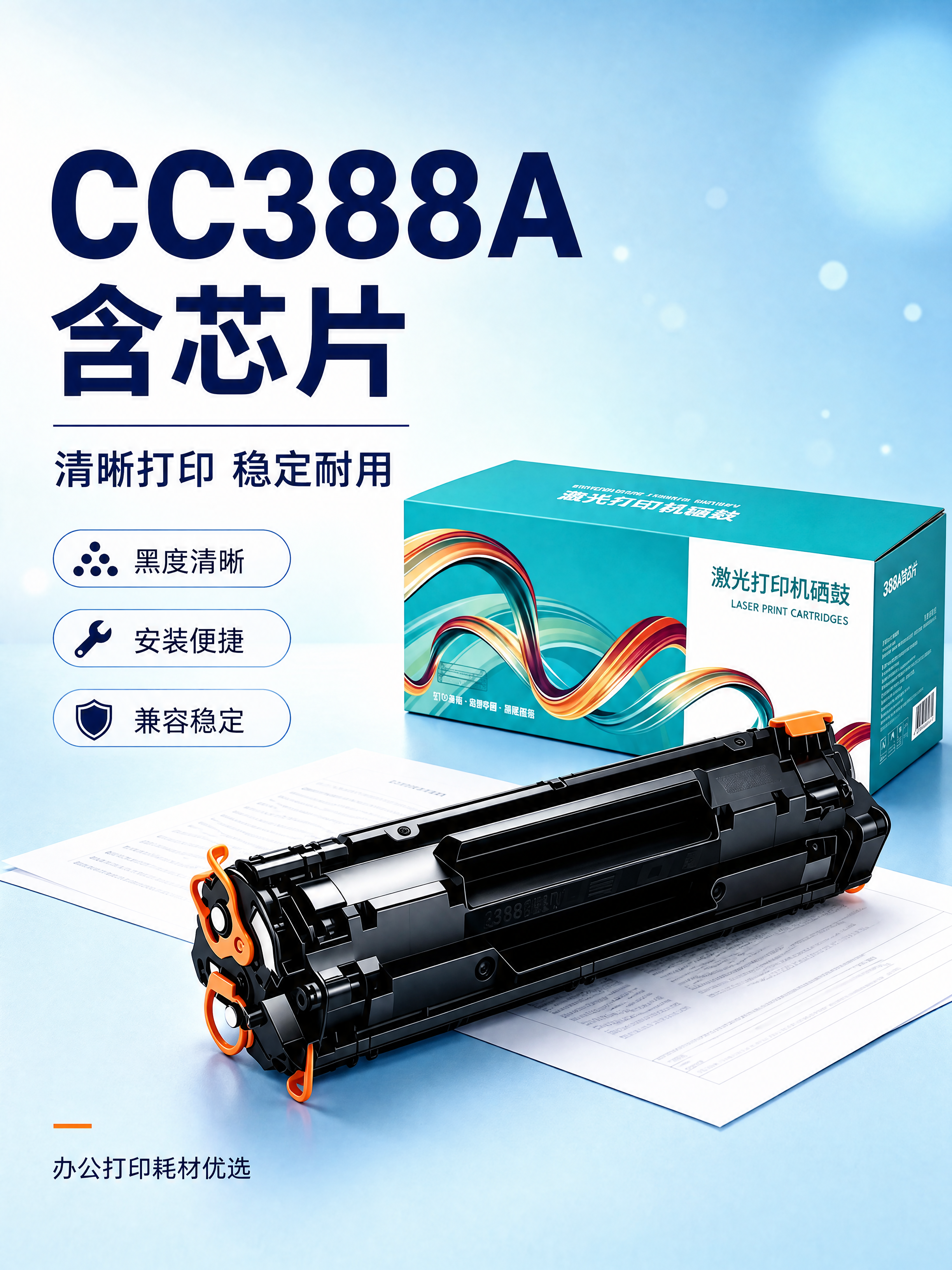 [商品] 使用【图4】CC388A含芯片硒鼓及青绿色包装盒；保… - 图片创意预览
