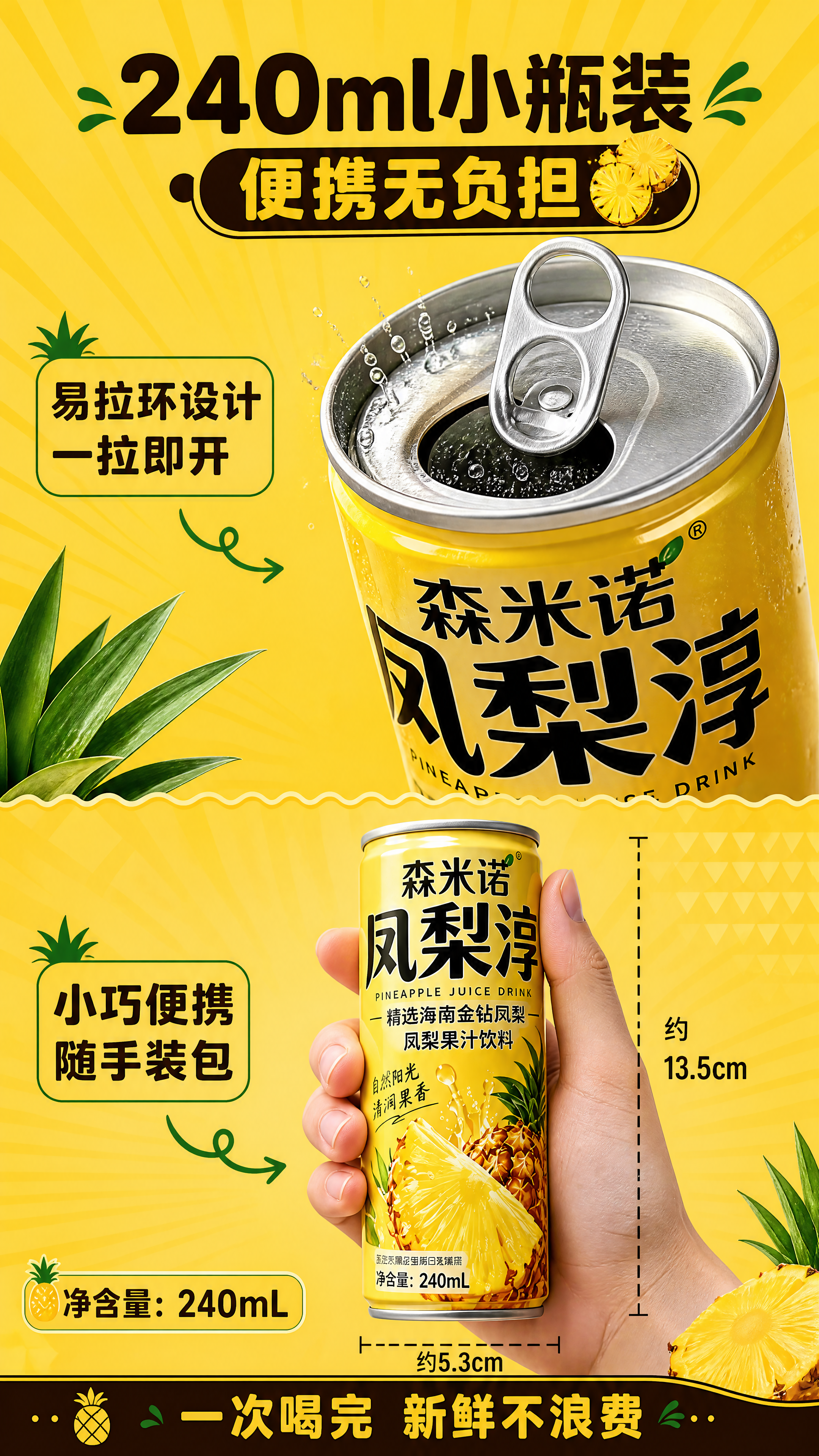 [商品] 使用【图1】森米诺凤梨淳细长易拉罐；保留罐体细长比例… - 图片创意预览