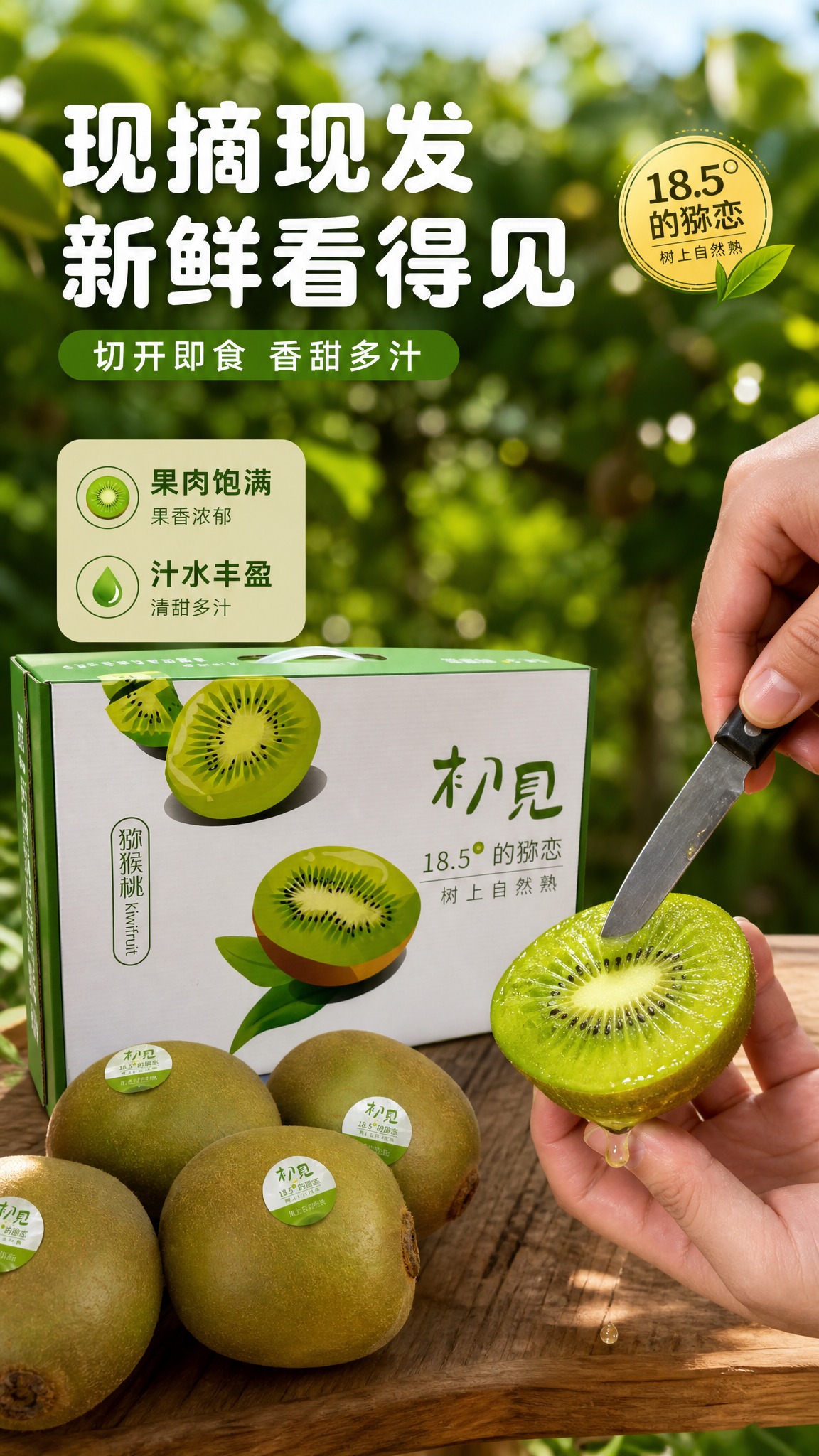 [商品] 使用【图1】陕西翠香猕猴桃礼盒装（初见品牌手提礼盒）… - 图片创意预览