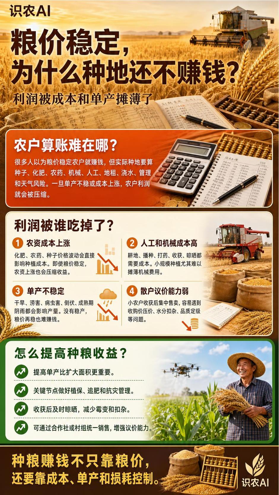 一张9:16竖版农业行业洞察内容海报，金黄色麦田底色，整体风格… - 图片创意预览