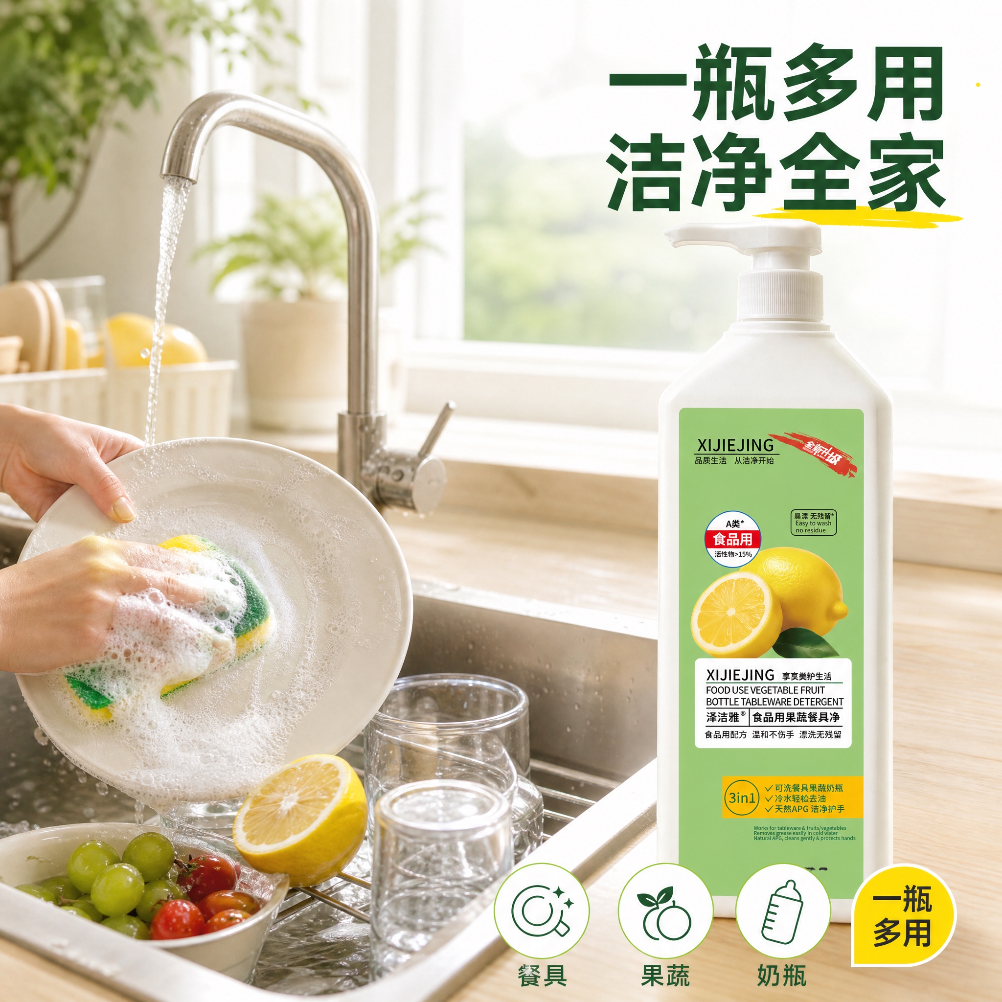 [主图-4] 使用场景图，展示真实厨房洗碗使用状态，体现多用性… - 图片创意预览