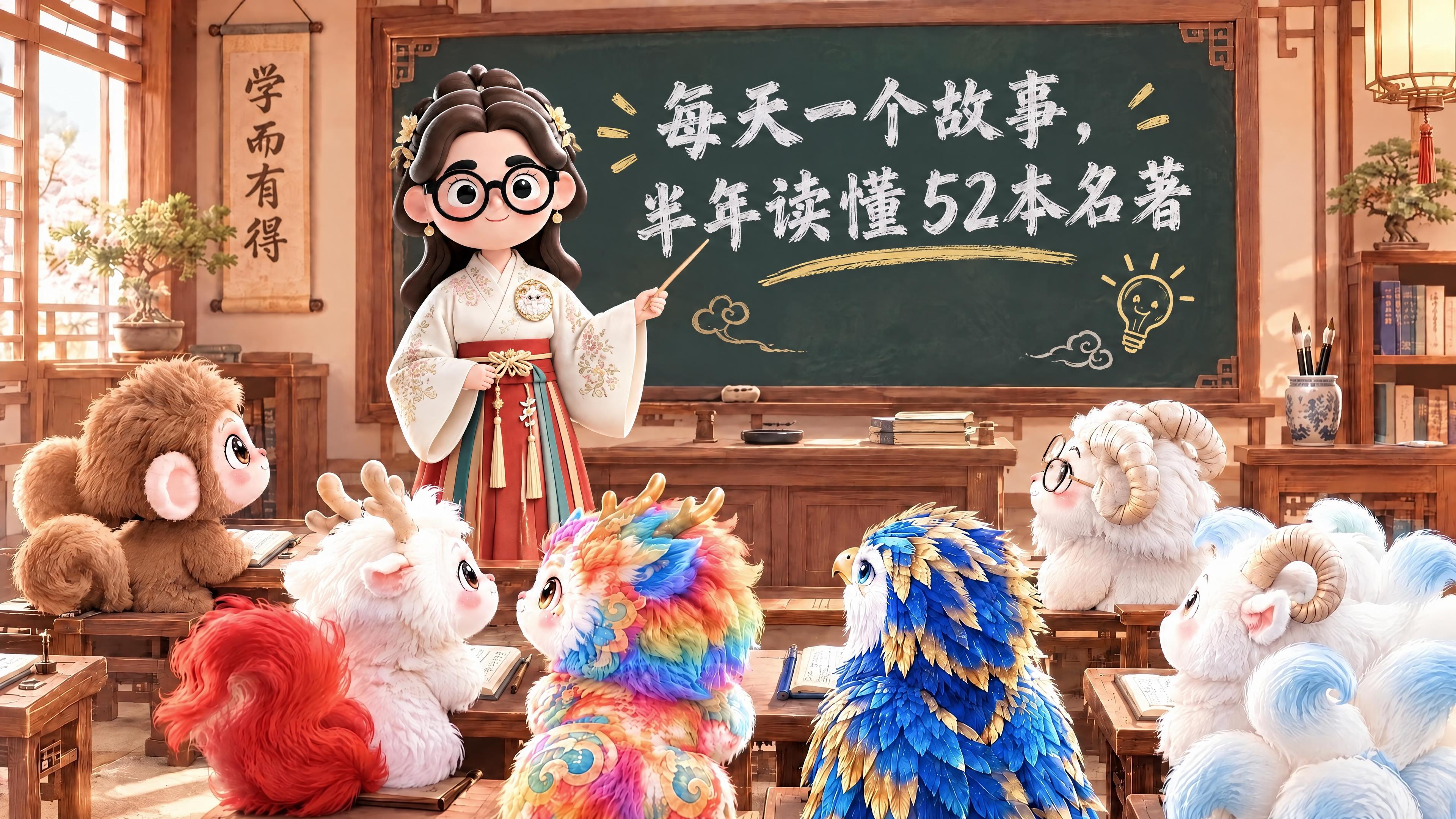 将图中的女老师替换为image2中的老师形象：戴黑框眼镜、头发… - 图片创意预览