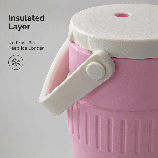 [Main Image 3] Product details close-up of insulated can cooler. Light gray low-saturation gradient预览效果