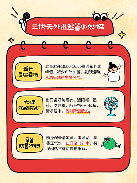 三伏天外出避暑小技巧科普卡通风小红书封面