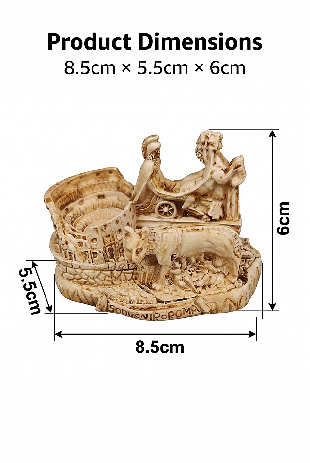 2:3 竖屏，产品尺寸示意图，纯白干净背景，摆件实物放置画面中间，清晰黑色标注线标注长 8.5cm，宽 5.5cm，高 6cm，严格还原上传的产品图，包括包装设计、颜色、LOGO 位置、文字内容、图案元素等所有细节，产品尺寸长 8.5cm，宽 5.5cm，高 6cm，产品实物比例保持 1:1，写实摄影，均匀无影灯光。主标题英文【Product Dimensions】，副标题英文【8.5cm ×5.5cm ×6cm】，文字在画面顶部，粗体无衬线字体，线条简洁，工程标注风格，清晰直观，亚马逊参数图风格。