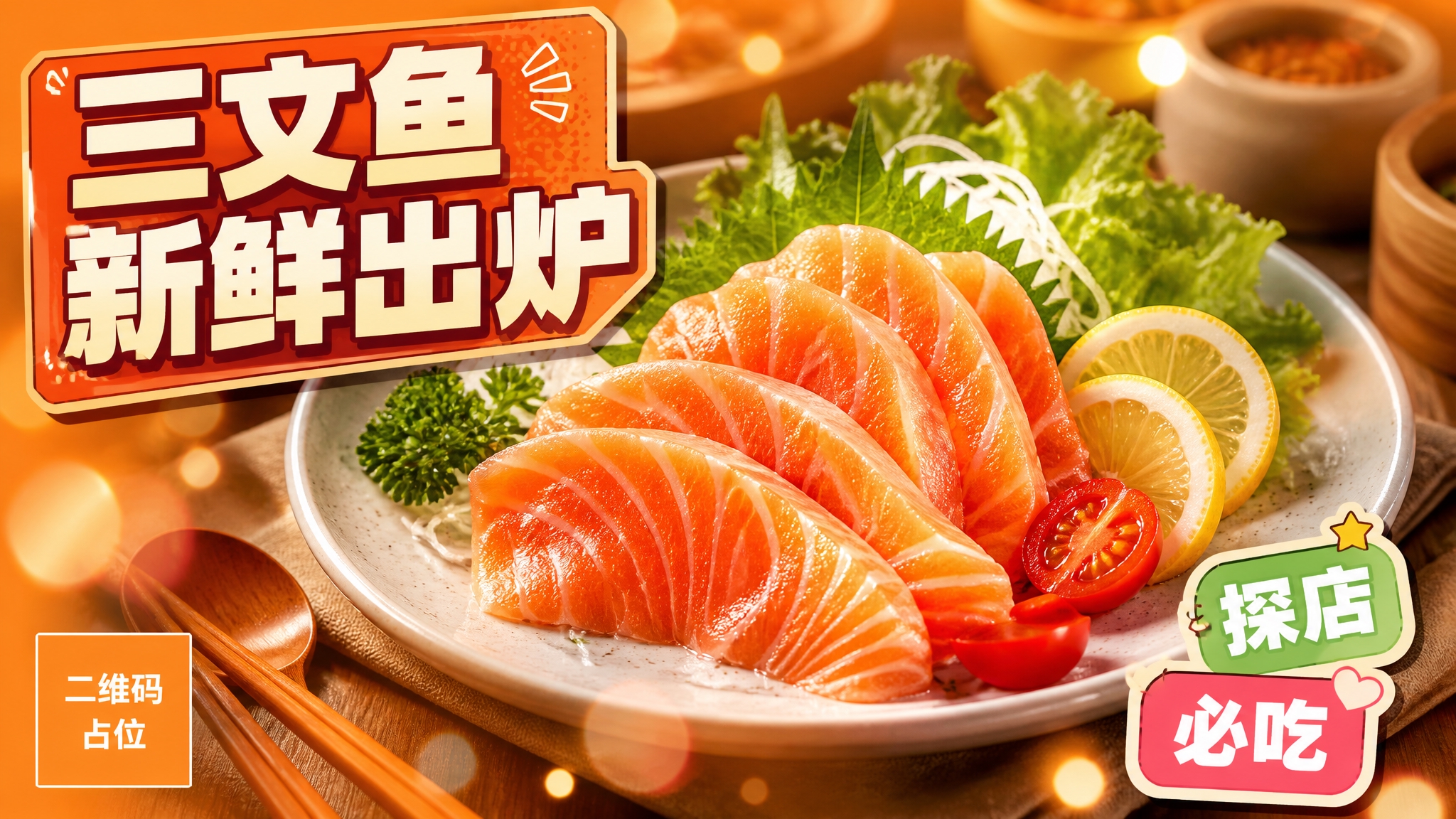 活力美食风格内容种草海报，暖橙色渐变背景，高饱和度色彩，画面中… - 图片创意预览