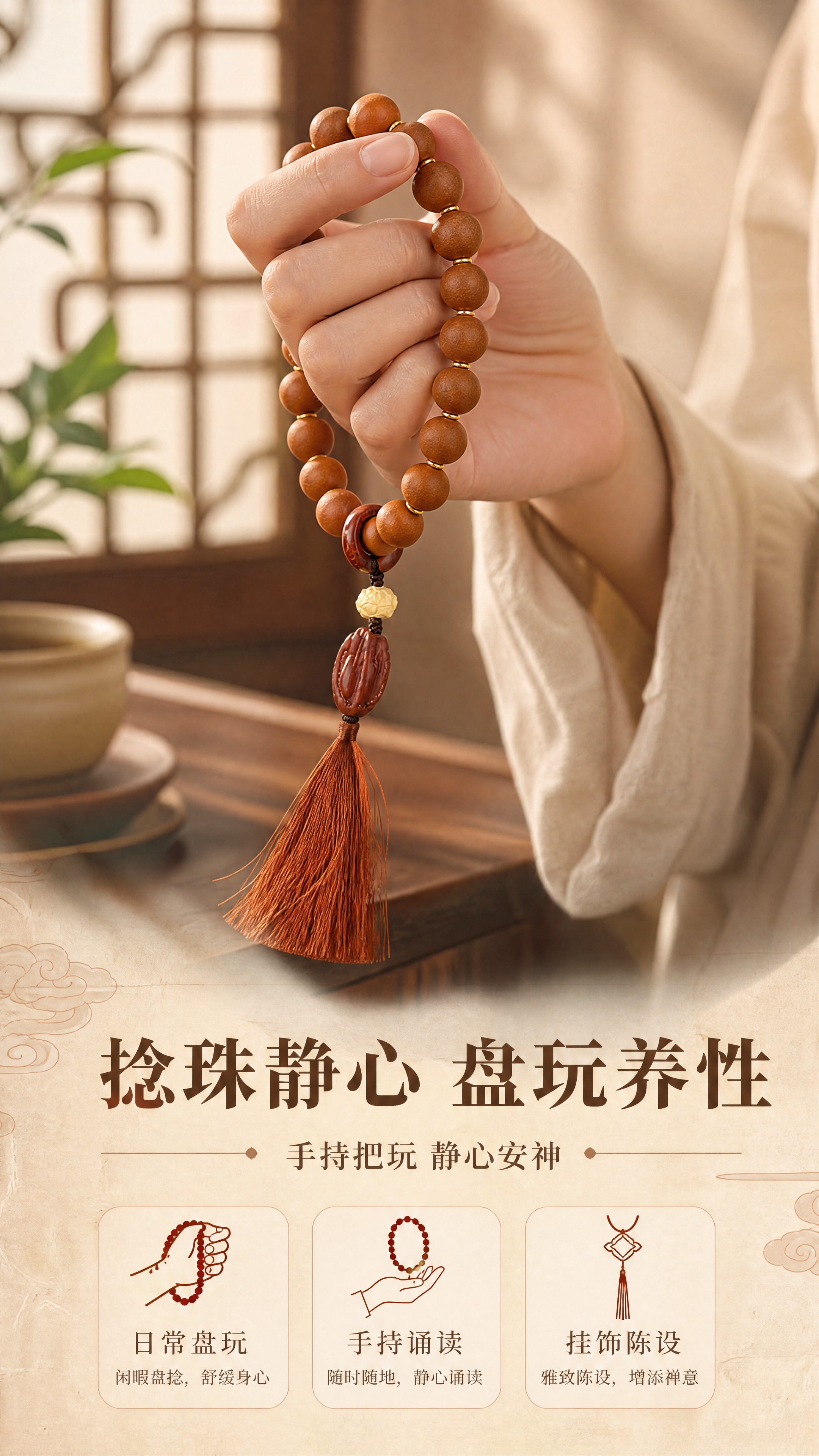 [商品] 使用【图1】妃子笑合香手持念珠；保留圆珠串结构、棕褐… - 图片创意预览