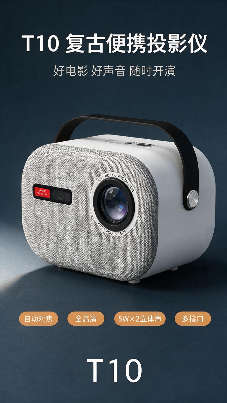 [商品] 使用【图1】【图2】【图3】T10复古便携投影仪：白… - 图片创意预览