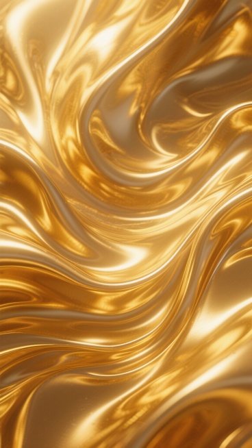 满屏金色背景，呈现出流动感极强的半透明流体形态，金色绸缎般的质感伴随着柔和而富有层次的发光效果，光影交错间展现出现实与虚拟交织的梦幻氛围，整体画面细腻顺滑，色彩统一为温暖的金色调，光线从不同角度折射出明亮的高光与深邃的阴影，营造出极具视觉冲击力的动态流体效果。预览效果