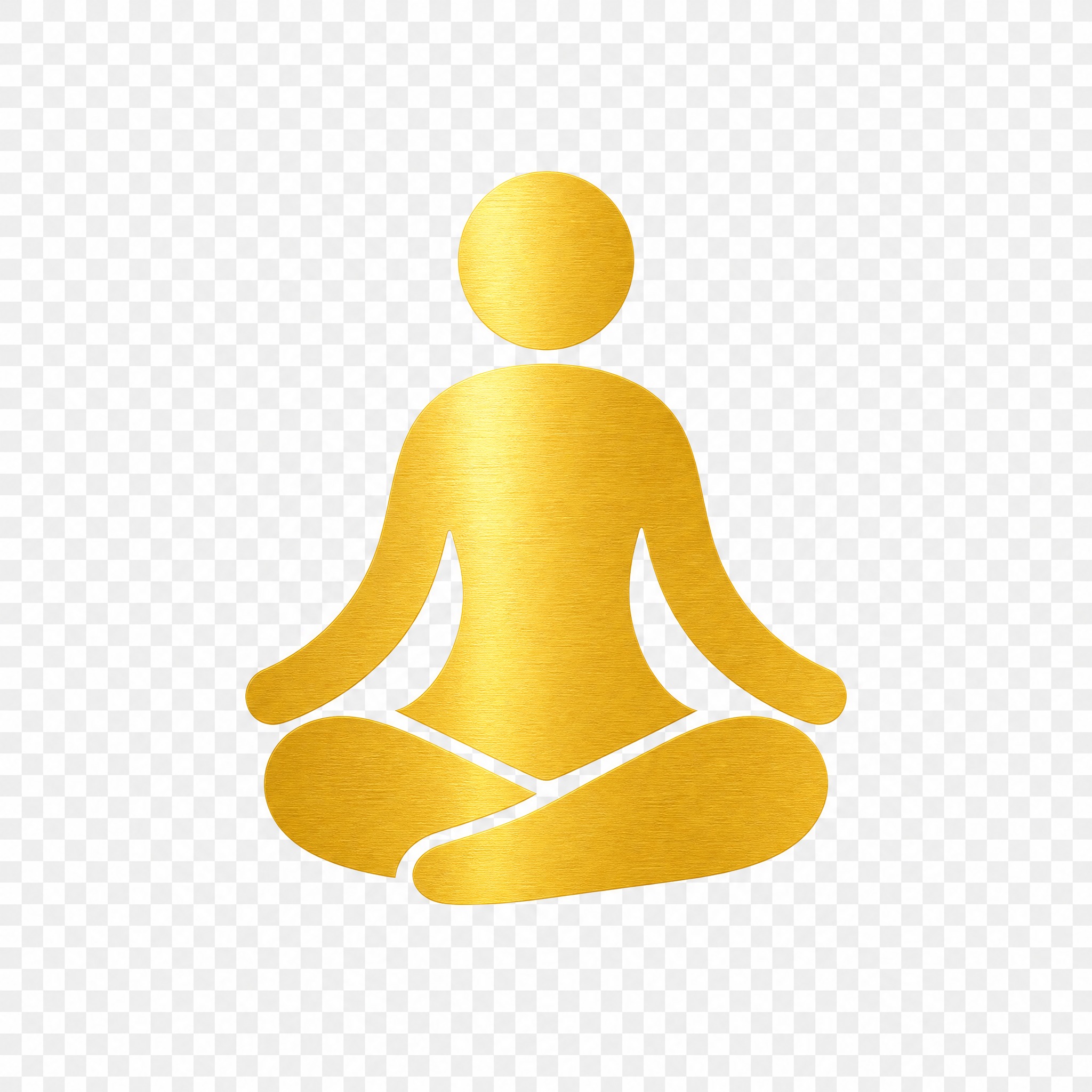 单独的金色打坐冥想人形图标，扁平化简约风格，金属质感金色，透明… - 图片创意预览