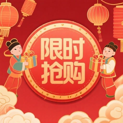 参考这个风格，生成限时抢购图标，尺寸180x180px预览效果