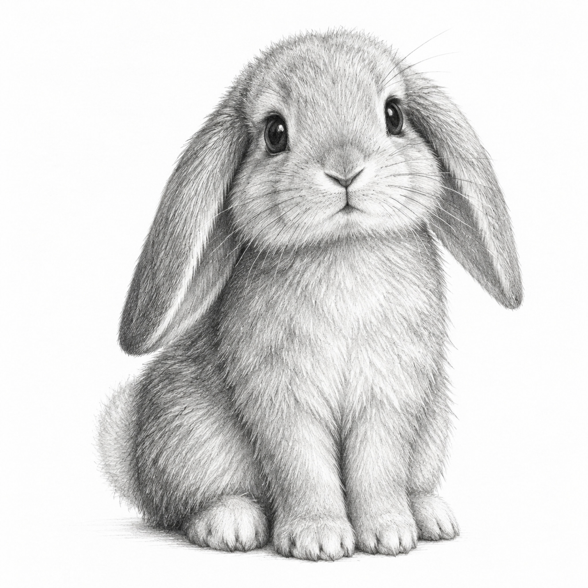 一只可爱的兔子素描画，铅笔手绘风格，细腻的线条勾勒出兔子的毛发… - 图片创意预览