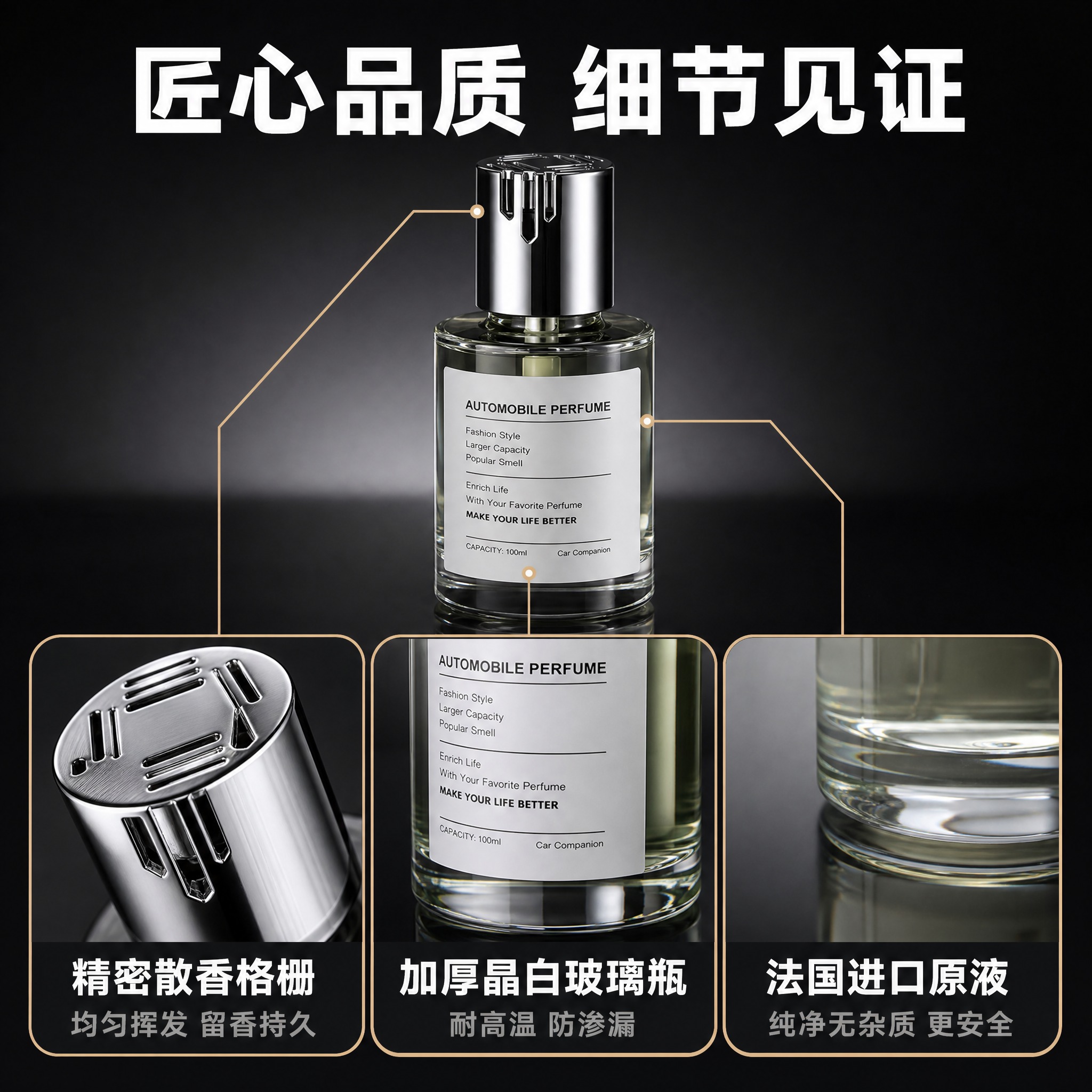 [主图-3] 高端车载香薰 产品细节与材质证据图。 [统一基调… - 图片创意预览