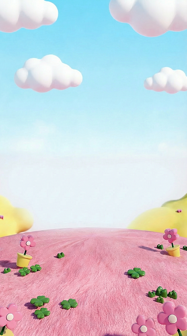 减少花朵和绿叶以及云朵