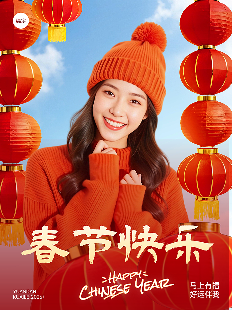 春节节日祝福通用喜庆感小红书封面