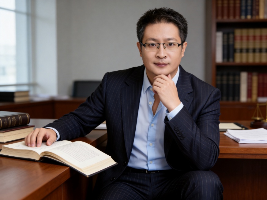 参考图中保留人物脸型、发型、年龄等特征，生成律师在办公室办公场景的职业形象照，标准焦段50mm,f/4光圈，平视视角。人物占画面70%，人物居中，位于画面中心，为视觉聚焦点，半身像，上下留少量背景空间预览效果