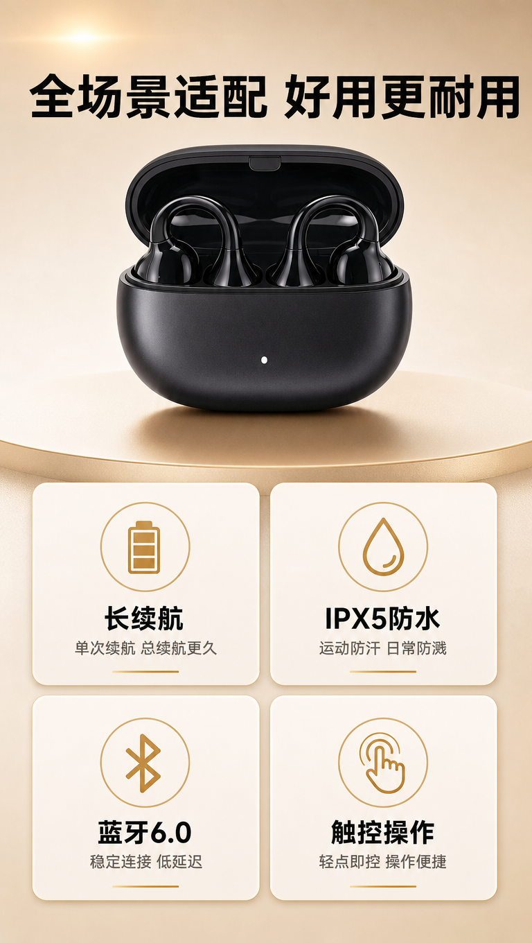 [商品] 使用【图1】黑色耳夹式蓝牙耳机（含充电仓）；保留耳夹… - 图片创意预览