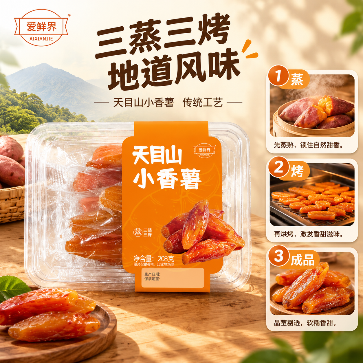 [主图-2] 核心卖点 三蒸三烤工艺 原料溯源。 [统一基调]… - 图片创意预览