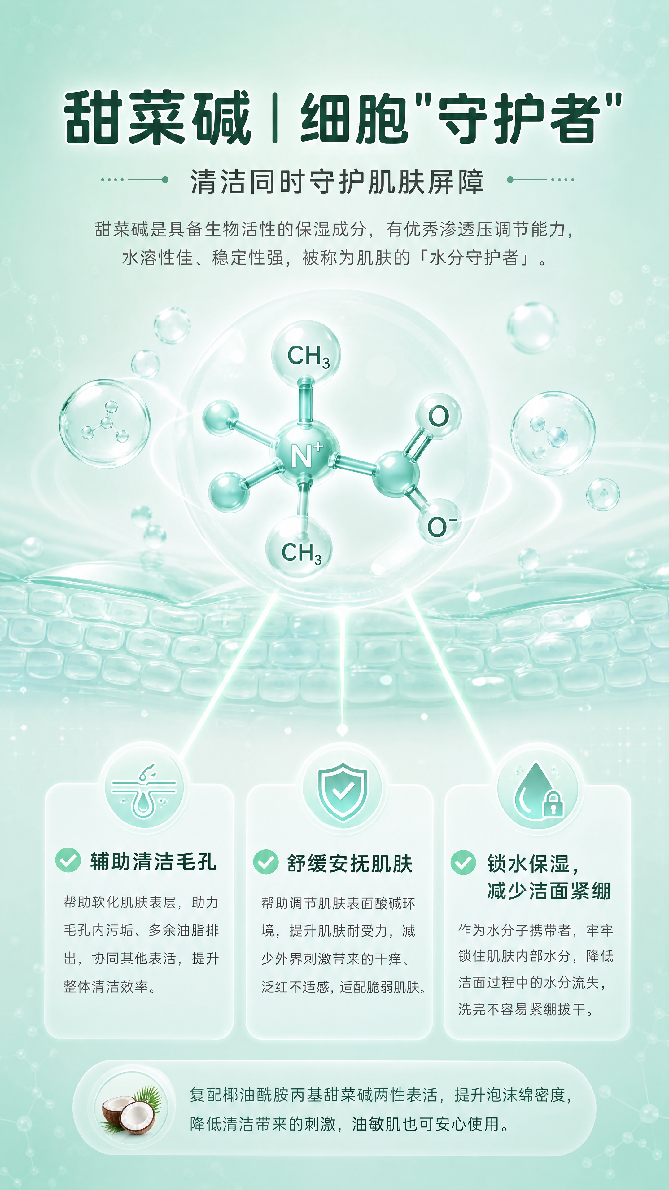 [商品] 成分机理专页，无需产品主图，以甜菜碱成分分子和肌肤屏… - 图片创意预览