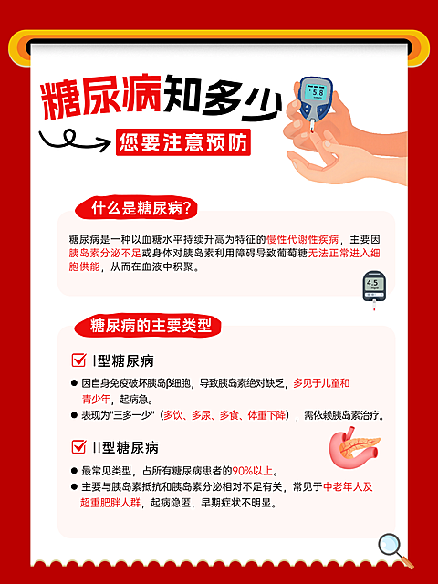 生活健康知识糖尿病科普分享现代风小红书配图