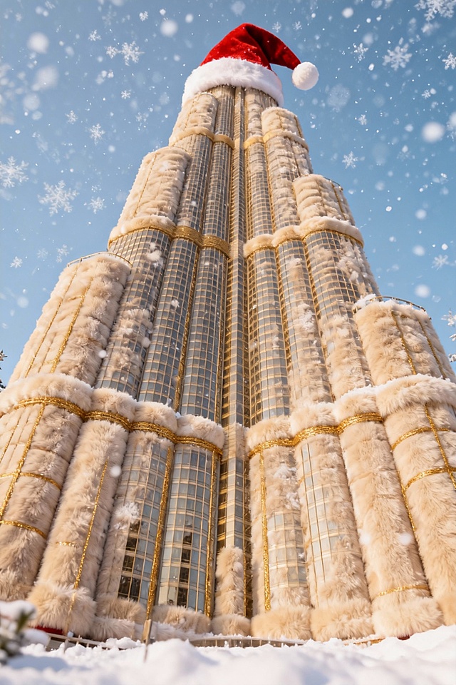 给哈利法塔换上圣诞套装 | 一键毛绒绒