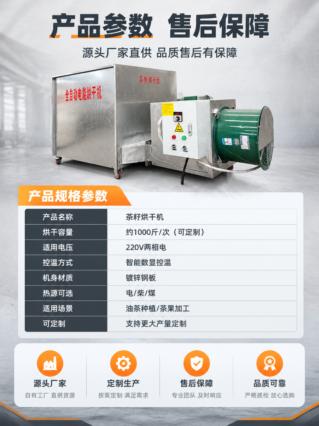 [详情页-8] 规格参数与售后保障收口，产品参数表+厂家实力+… - 图片创意预览