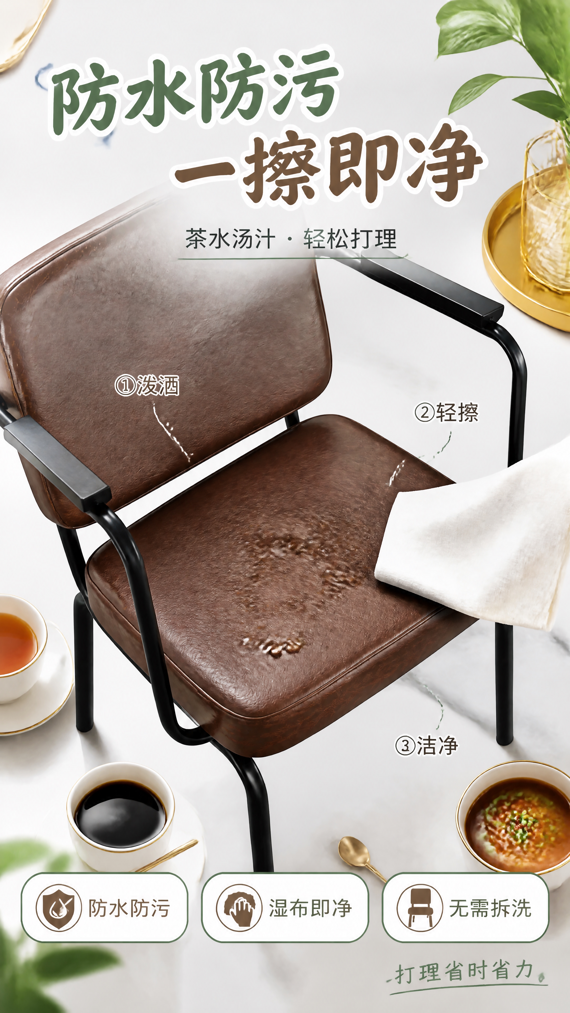第4张 详情页防水防污功能页-茶水泼洒擦拭清洁演示。本张使用【… - 图片创意预览