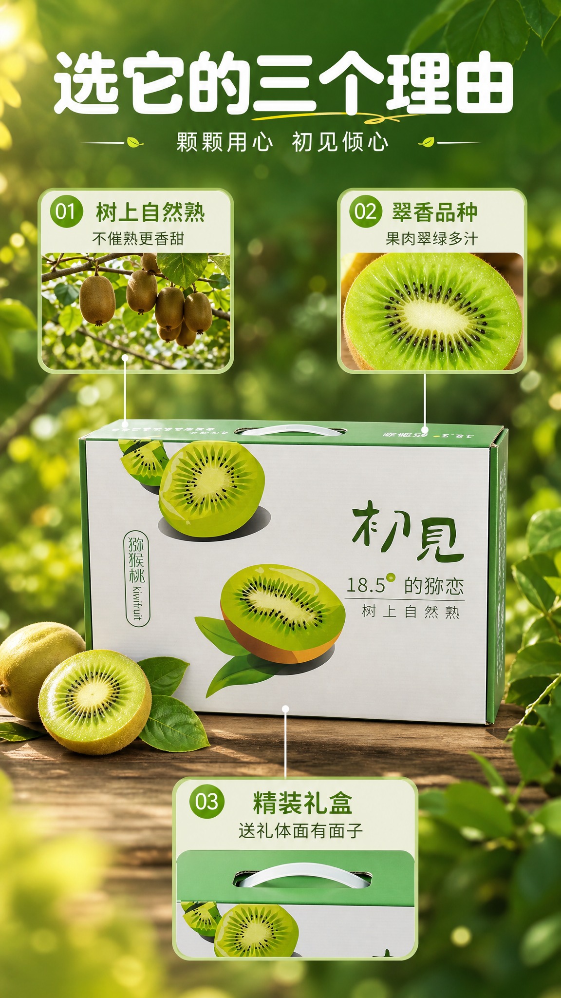 [商品] 使用【图1】陕西翠香猕猴桃礼盒装（初见品牌手提礼盒，… - 图片创意预览