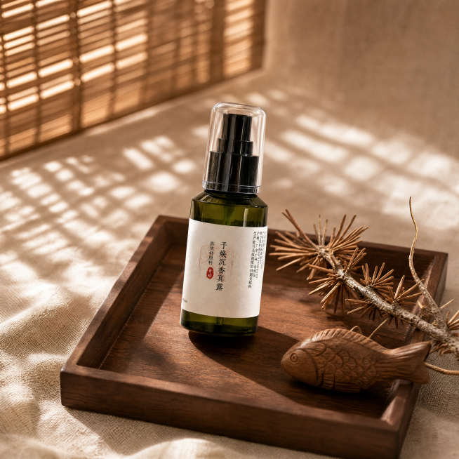 护肤精油喷雾瓶，严格参照上传产品图https://gdesign-dam-hz.dancf.com/36845099947640963/e85ea4b00dc544c88dc829f6a73f2e14预览效果