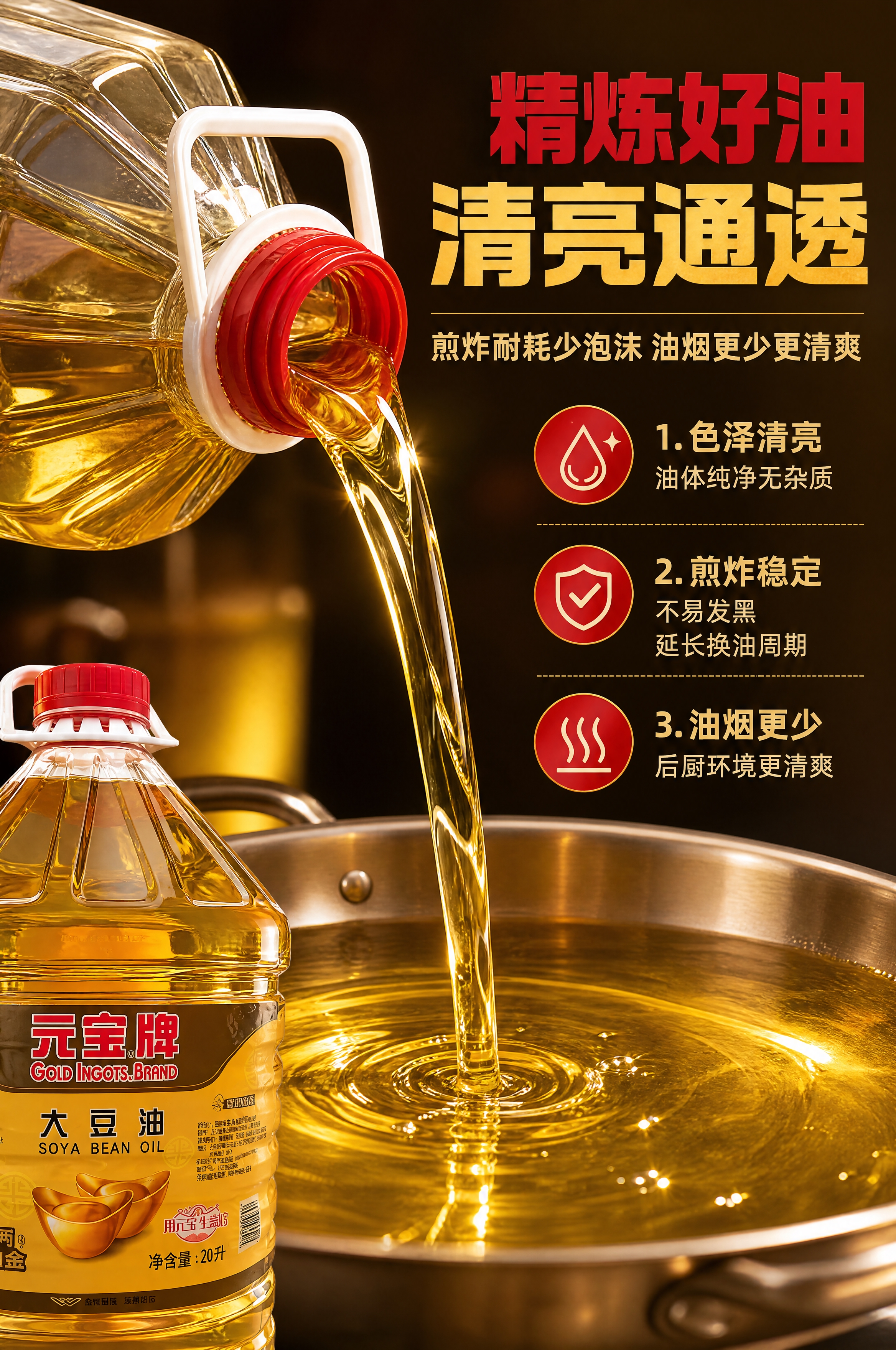 [商品] 使用【图1】元宝牌大豆油20L大桶装；保留透明PET… - 图片创意预览