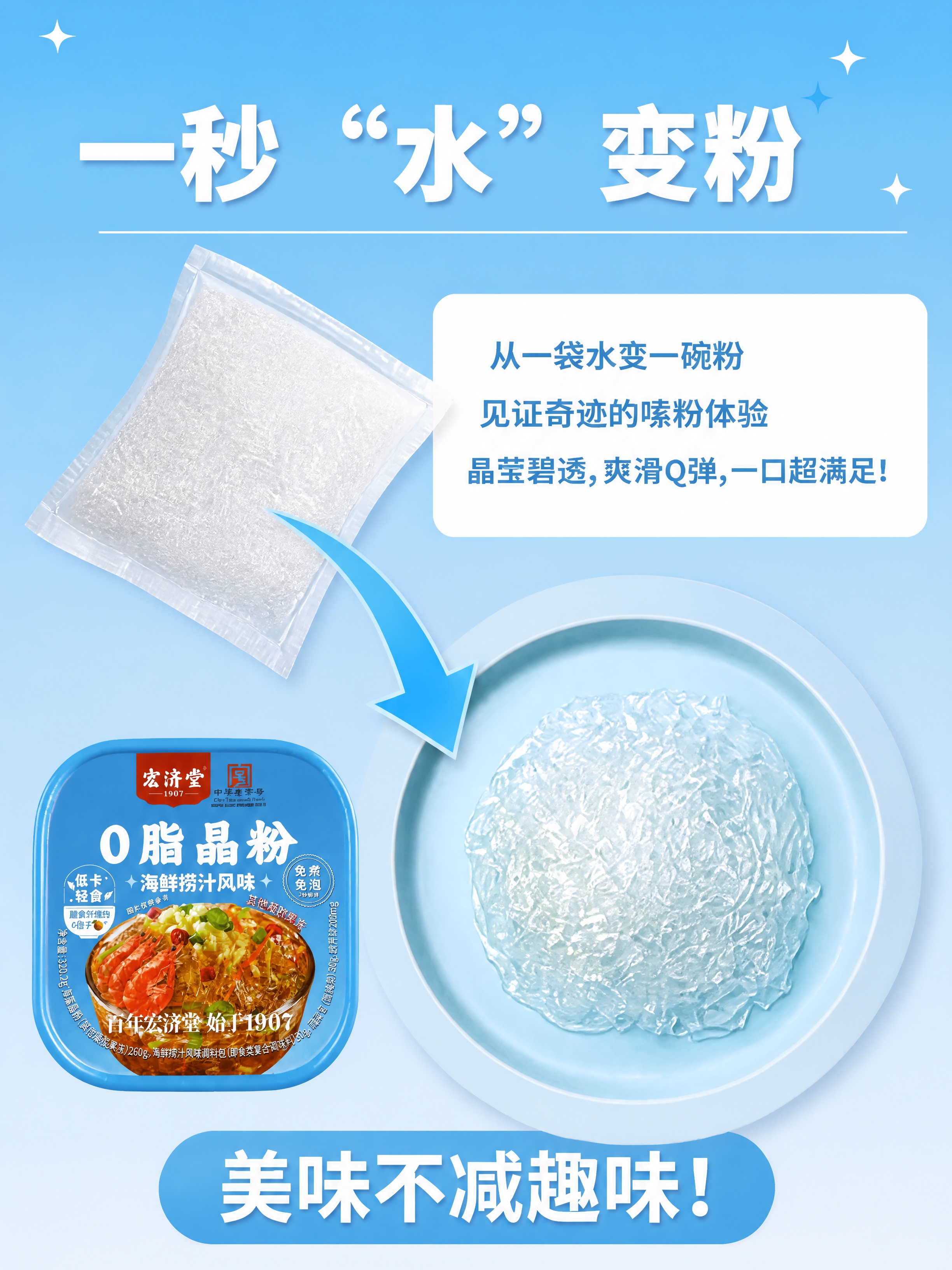 [商品] 使用【图1】宏济堂0脂晶粉海鲜捞汁风味杯装产品；保留… - 图片创意预览