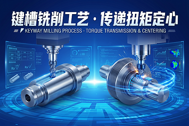 键槽铣削工艺 · 传递扭矩定心；轮廓铣削工艺 · 定义外形边界；型腔铣削工 · 层层定模膛；把这三段文案分别生成三张海报，参考图片的样式与颜色，体现整体的科技感「图片1」