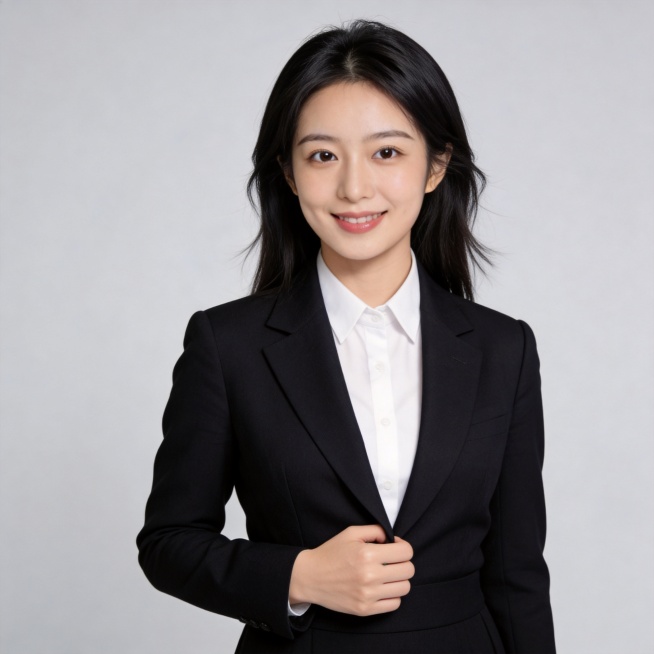 参考图中保留人物脸型、发型、年龄等特征生成职场形象照,标准焦段50mm,f/4光圈(f/2.8-f/4区间),平视视角(镜头与人物视线齐平);人物占画面70%,人物居中(居中构图),位于画面中心,为视预览效果