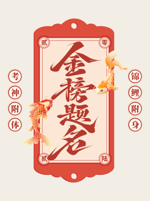 高考加油祝福金榜题名喜庆中式风通用竖版海报预览效果