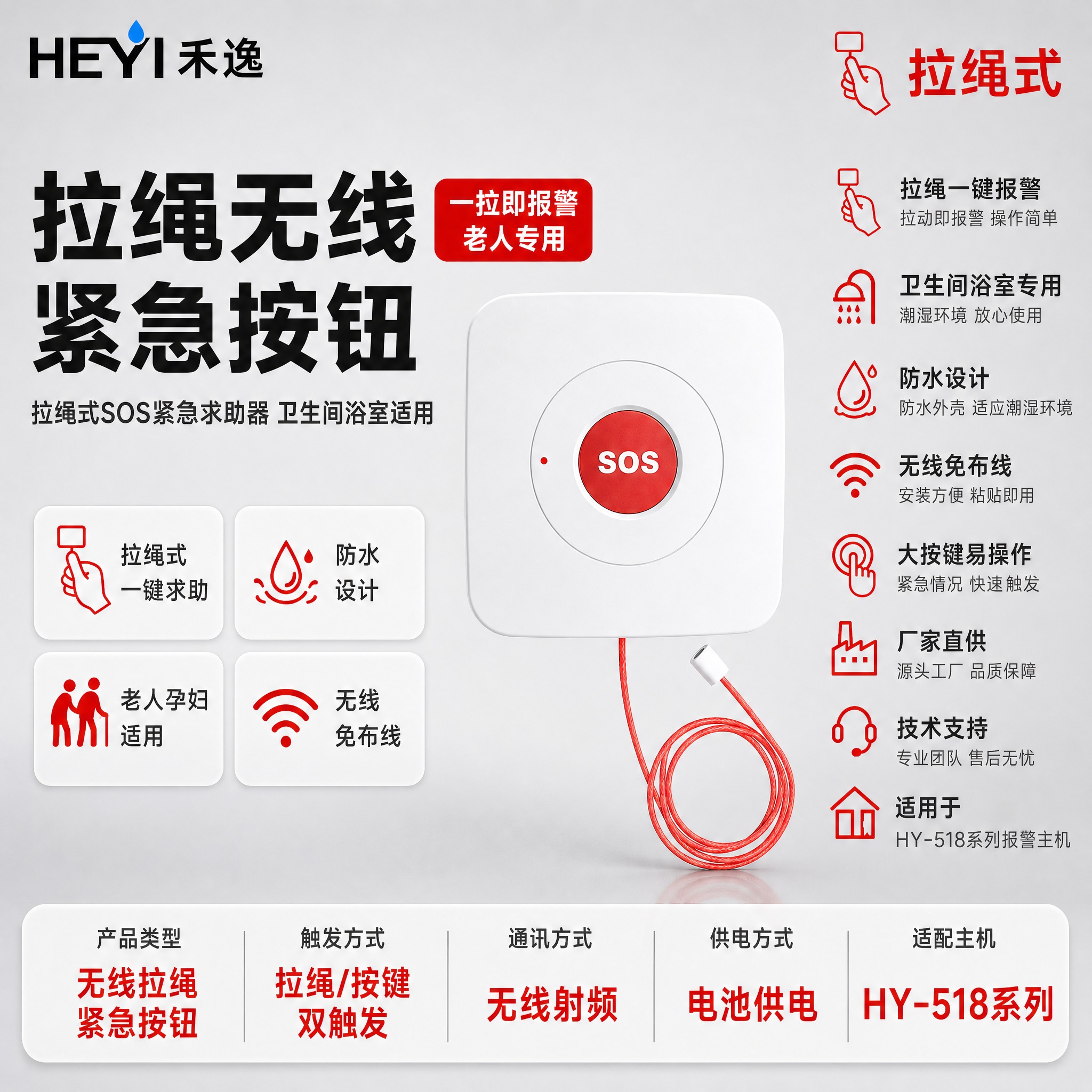 [主图-1] 首图点击率，主题：拉绳无线紧急按钮 卫生间SOS… - 图片创意预览
