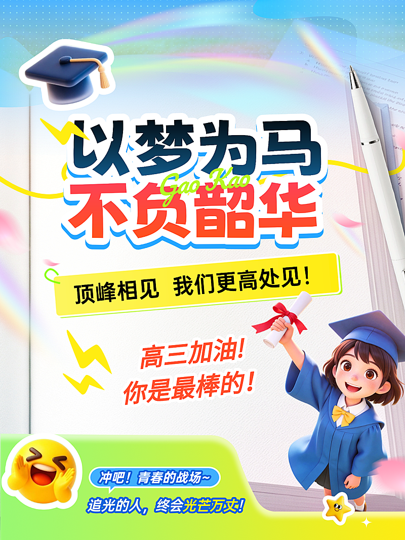 高考高三冲刺祝福励志正能量小红书封面