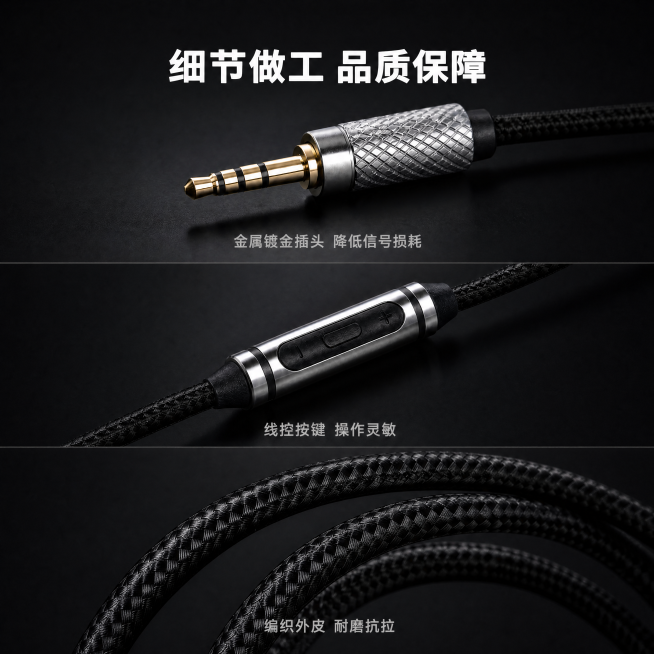 将图片裁剪调整为1:1正方形尺寸，保留所有细节展示和文字内容不变，保持原有深黑色背景、三部分细节布局、文字位置不变，补充上下背景保持1:1构图，整体风格、光影、色调与原图完全一致，4K超高清，文字清晰预览效果