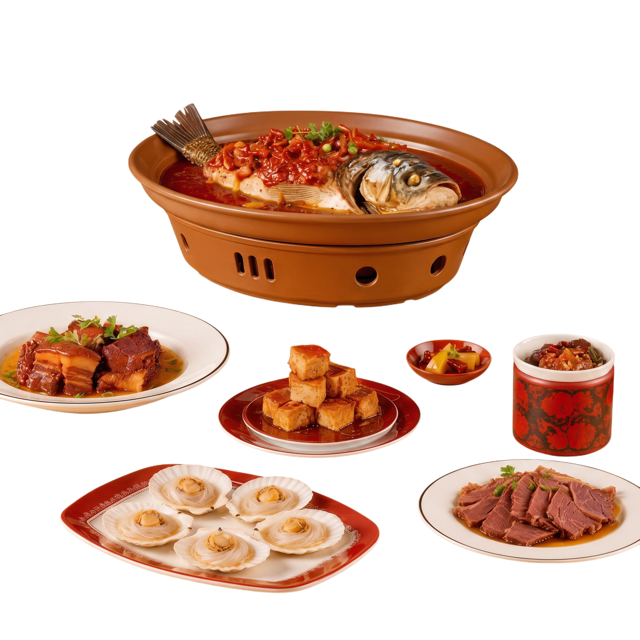 去掉桌面和背景，只保留所有餐具和菜品 - 图片创意预览