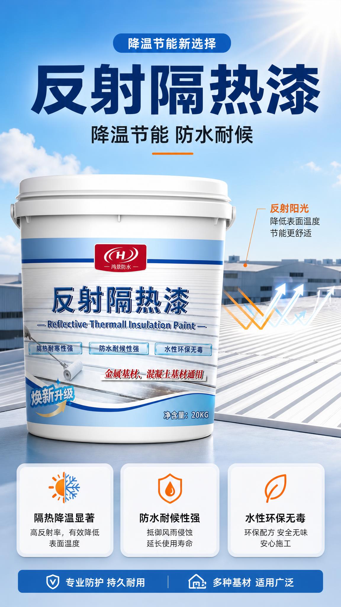 [商品] 使用【图1】鸿景防水反射隔热漆20KG桶装；保留白色… - 图片创意预览